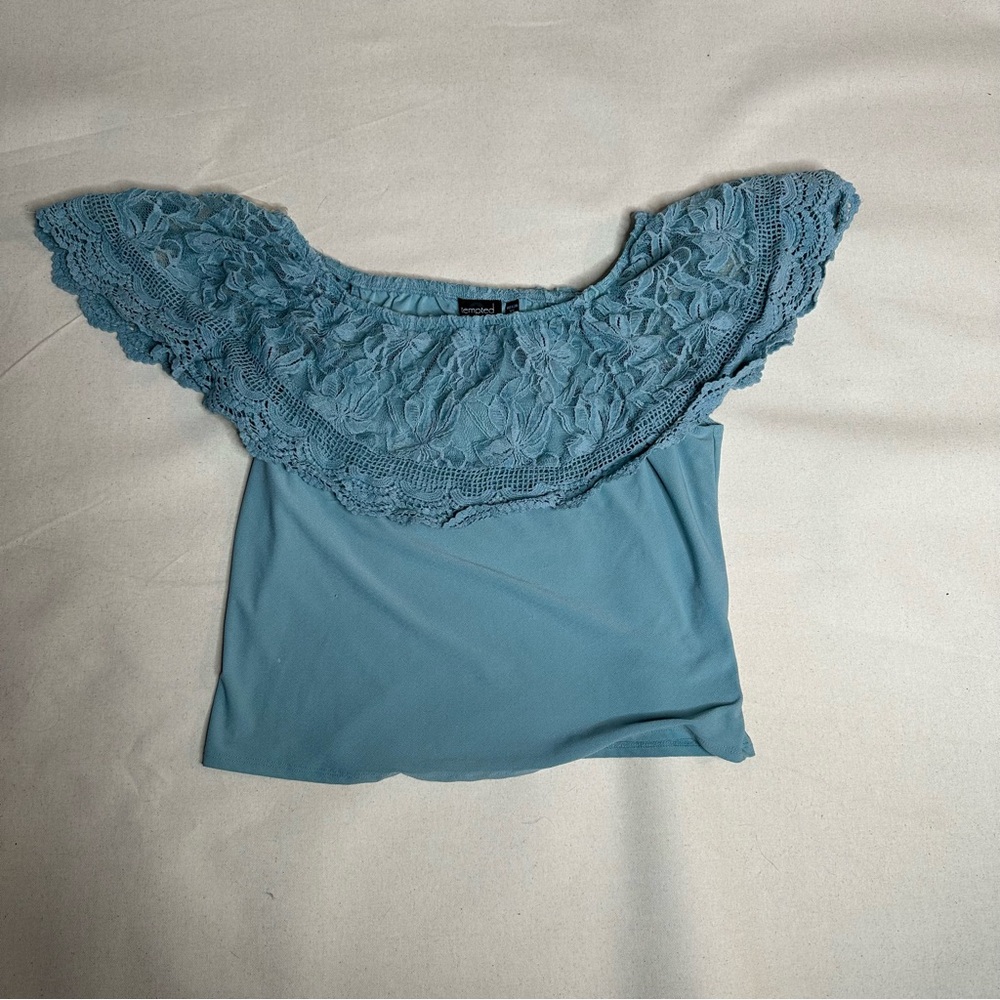 Tempted Teal Lace Women's Blouse